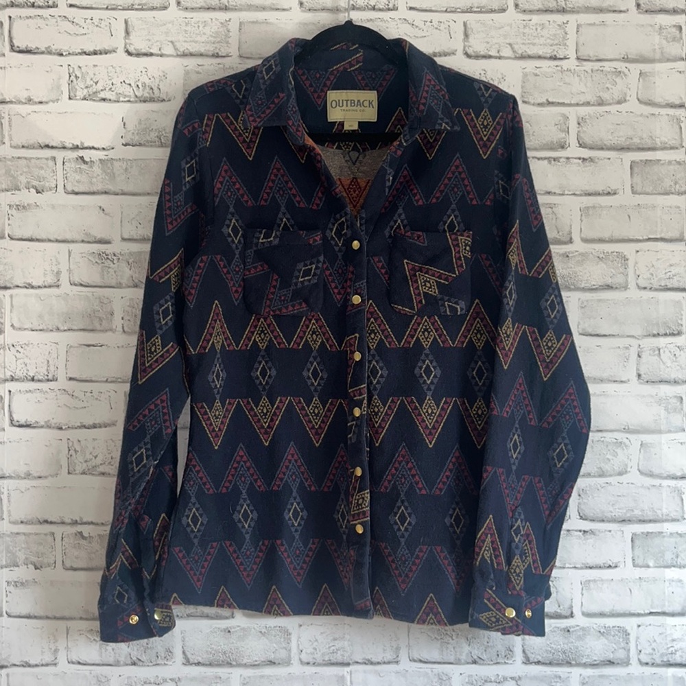 Stylish Blue and Gold Casual Button Down Shirt